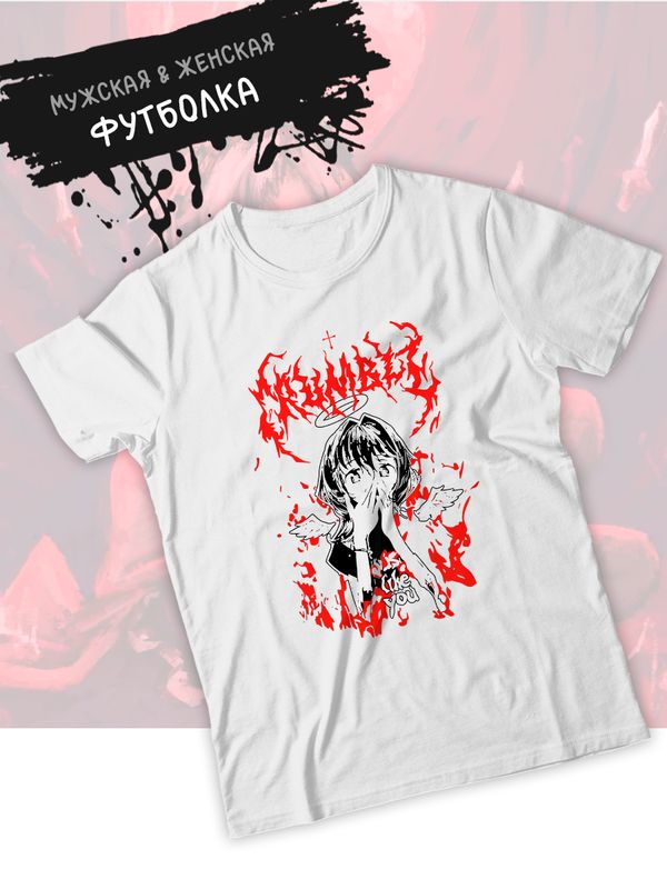 Футболка аниме тянка zxc cursed ангел с принтом