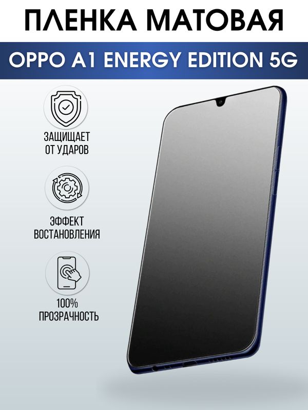 Защитная гидрогелевая пленка для смартфона Орро A1 energy edition 5g. Матовая полиуретановая плёнка на мобильный телефон Оппо Рено А1 энержи эдишн 5г, для защиты экрана.