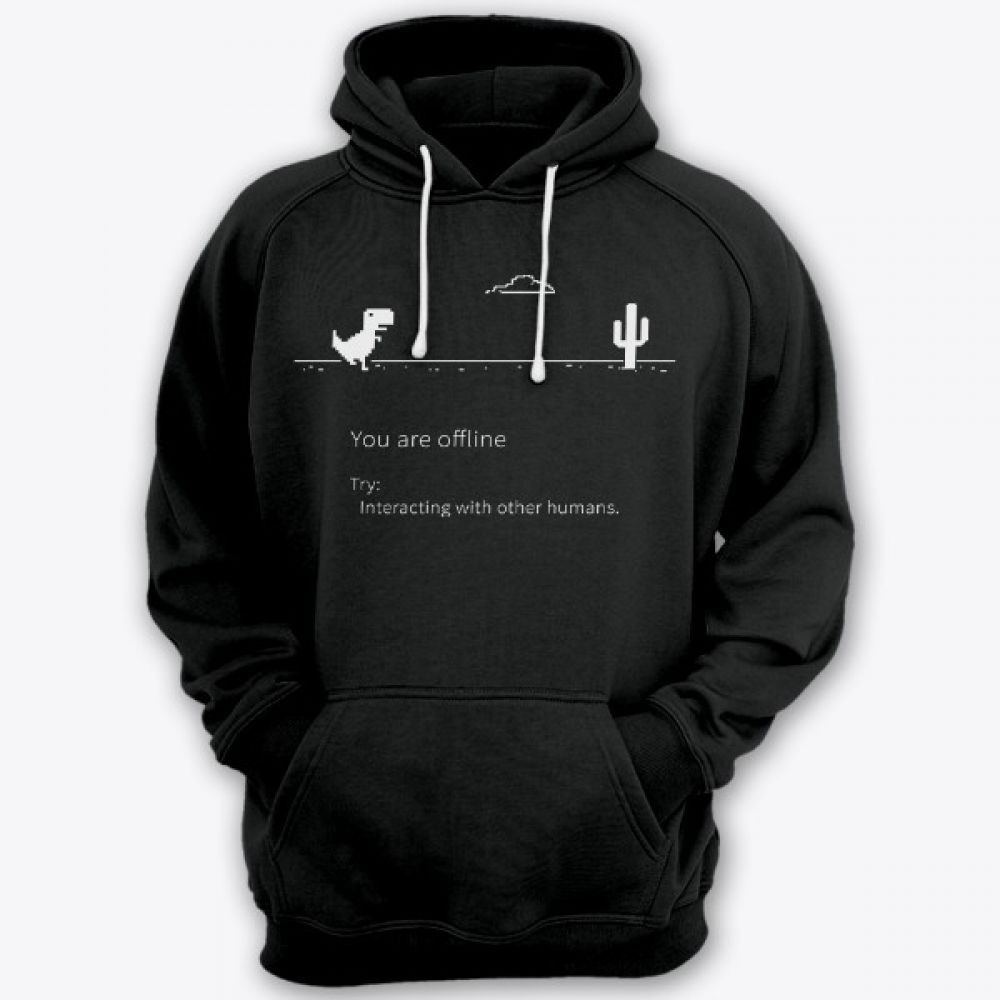 Прикольная толстовка с капюшоном с надписью You are offline. Try interacting with other humans