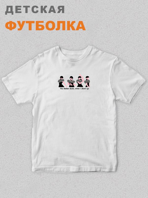 Футболка детская оверсайз с принтом надписью унисекс Уэнсдей