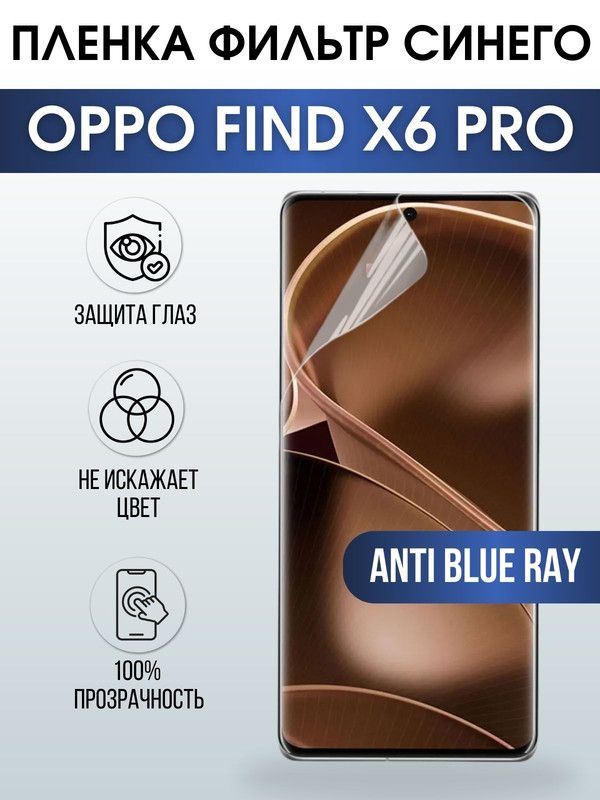 Защитная гидрогелевая пленка на телефон OPPO FIND X6 PRO, anti blue ray фильтр синего, гелевая пленка на смартфон OPPO FIND X6 PRO, для защиты экрана телефона