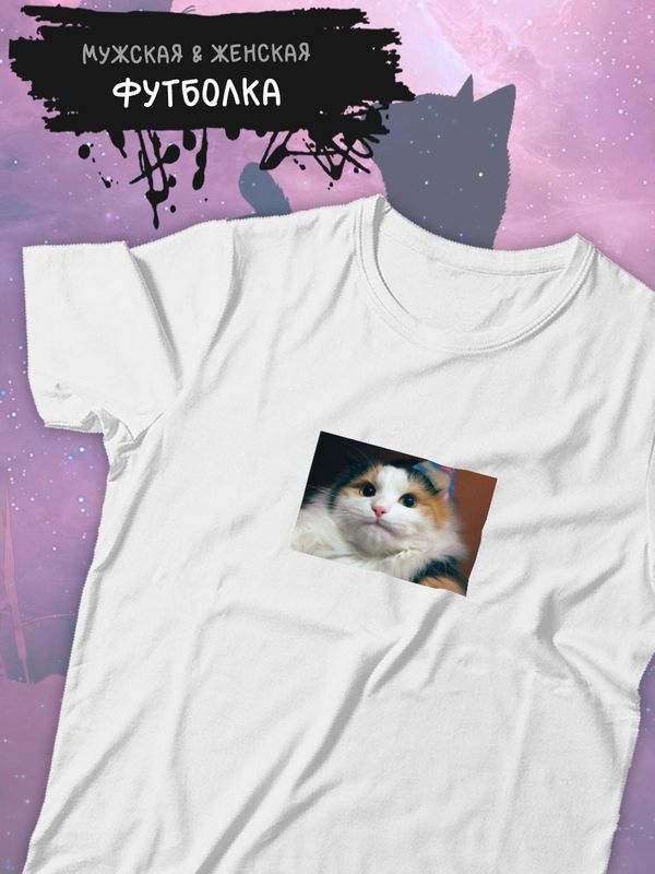 Футболка мемный котик кот смотрит мем с котом с принтом