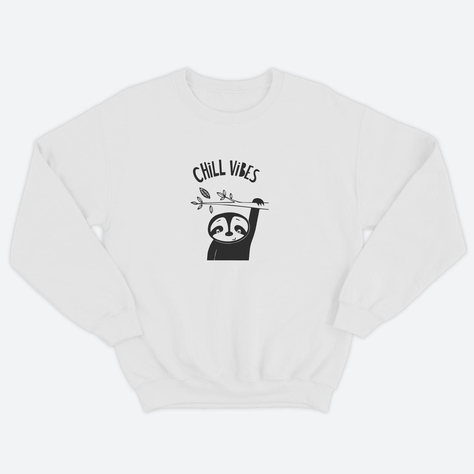 Женский свитшот с прикольным принтом Chill Vibes / Женская толстовка без капюшона с надписью