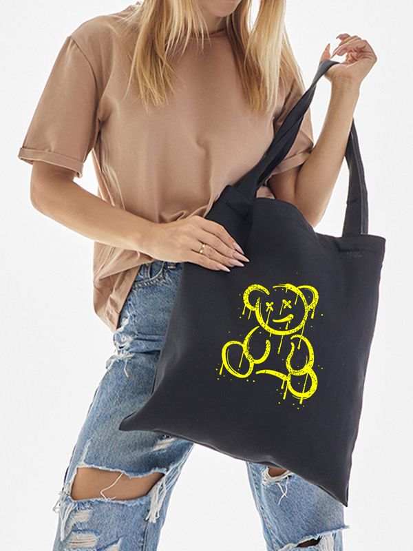 Сумка женская через плечо шоппер с принтом Мишка Тедди граффити teddy