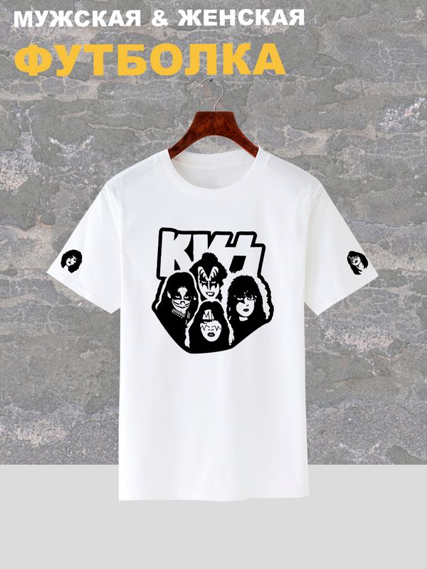 Футболка с принтом рок группа Kiss, участники
