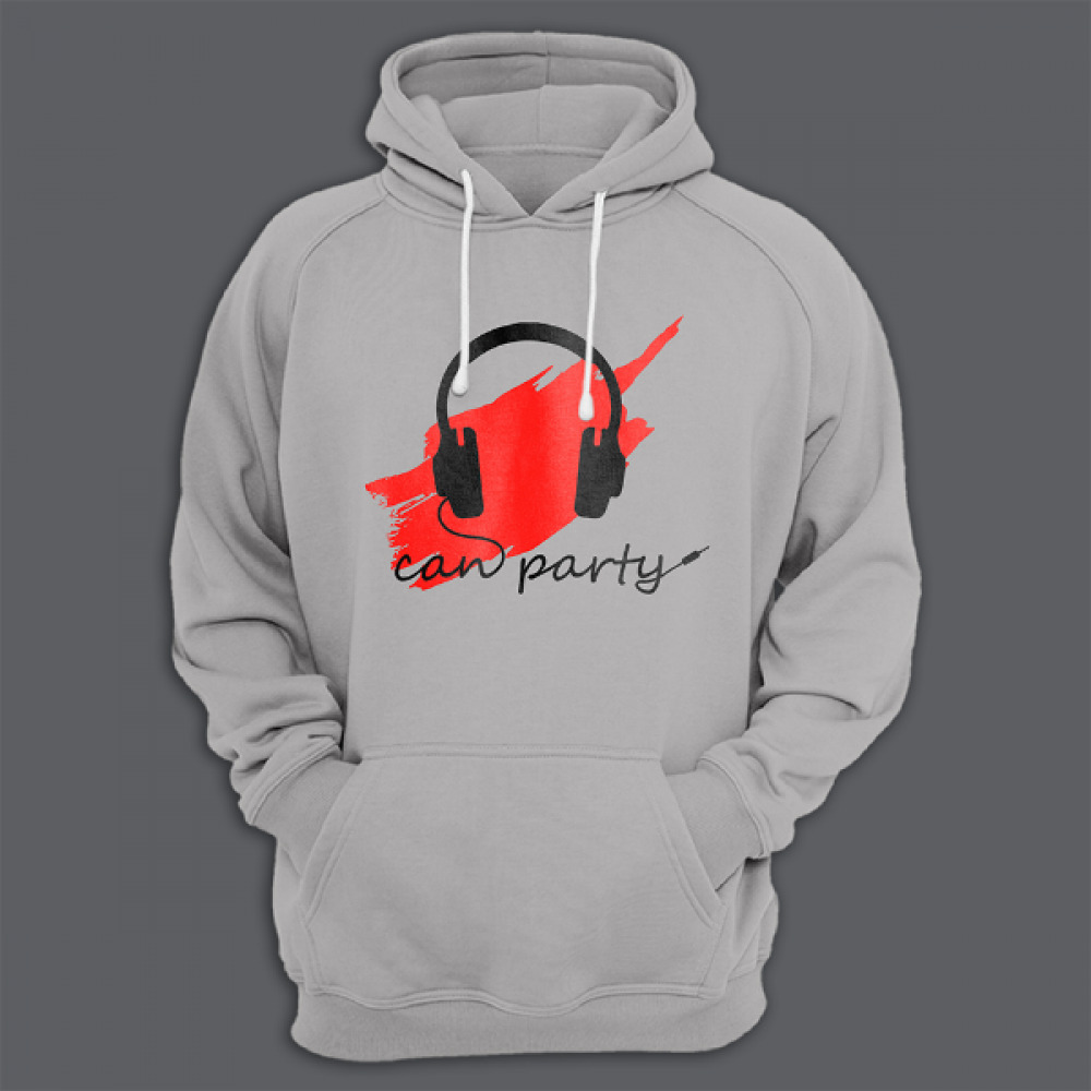 Прикольная толстовка с капюшоном с надписью Can party