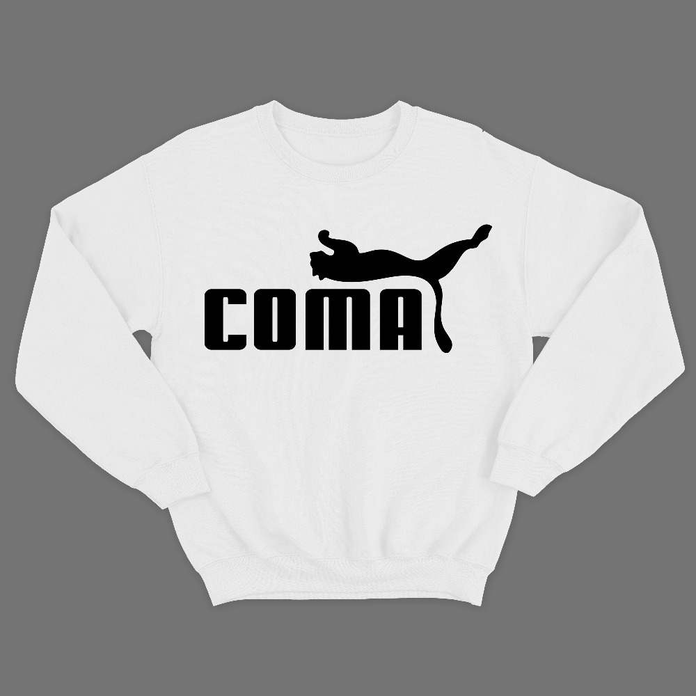 Прикольный свитшот с надписью Coma.