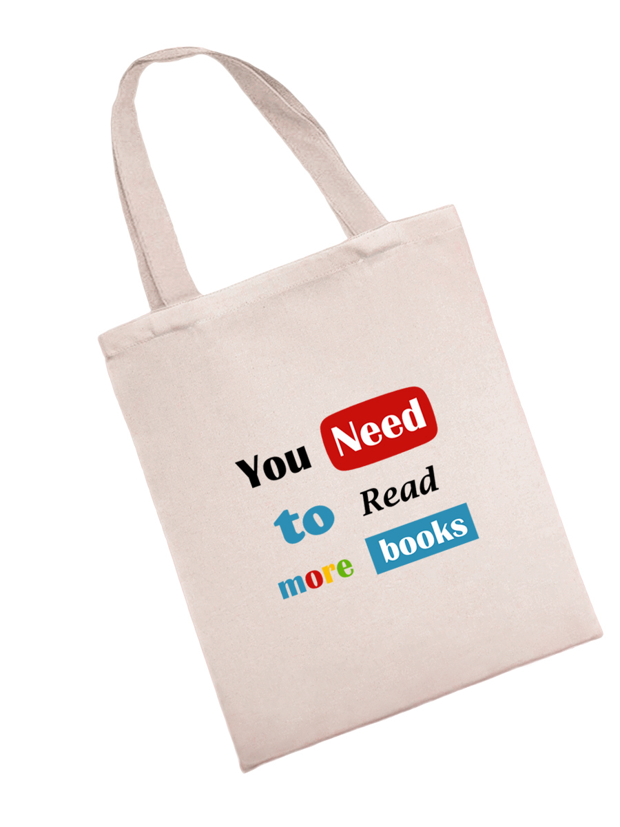Женская сумка-shopper из хлопка с ручками со смешным принтом.