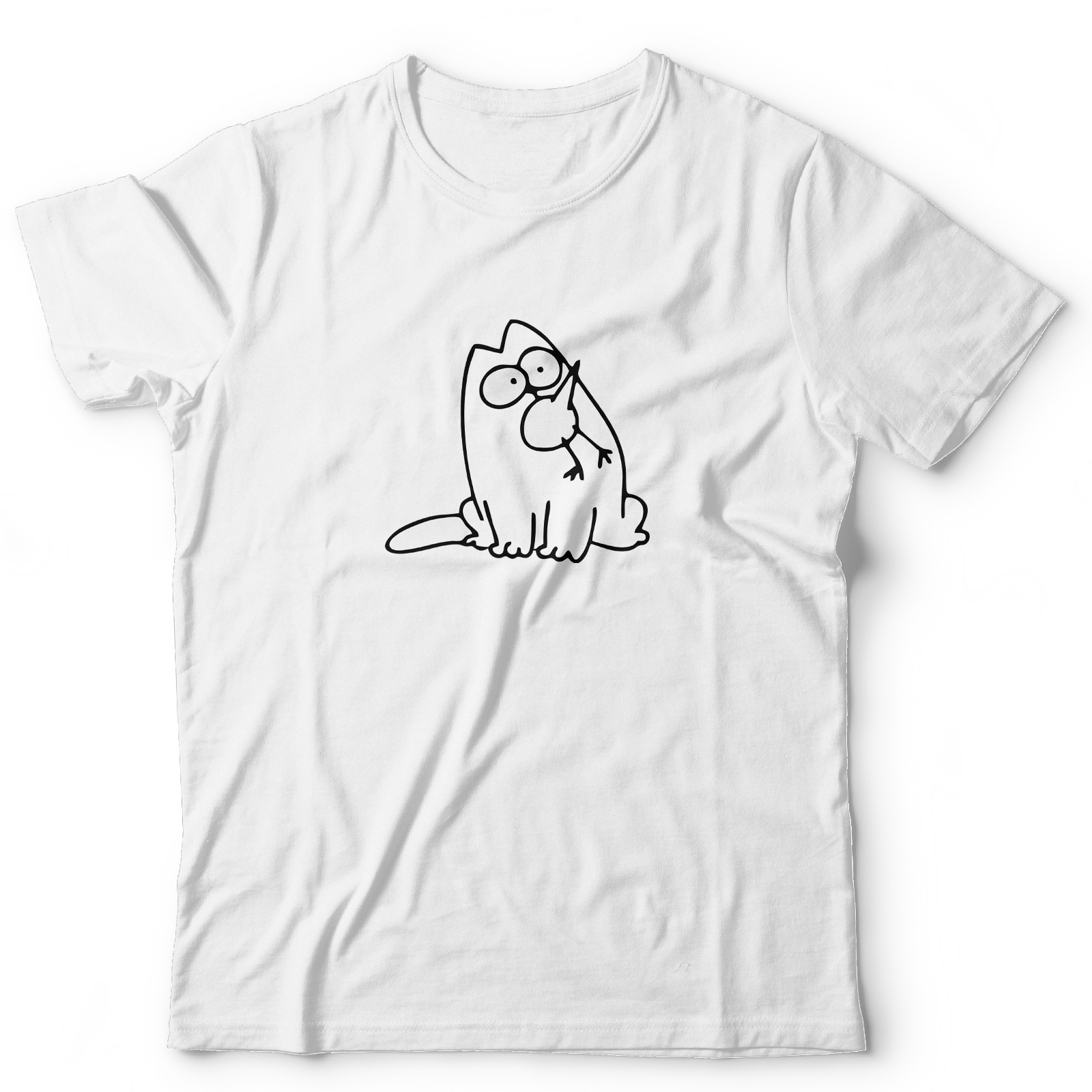 Футболка с котом и пиццей с принтом