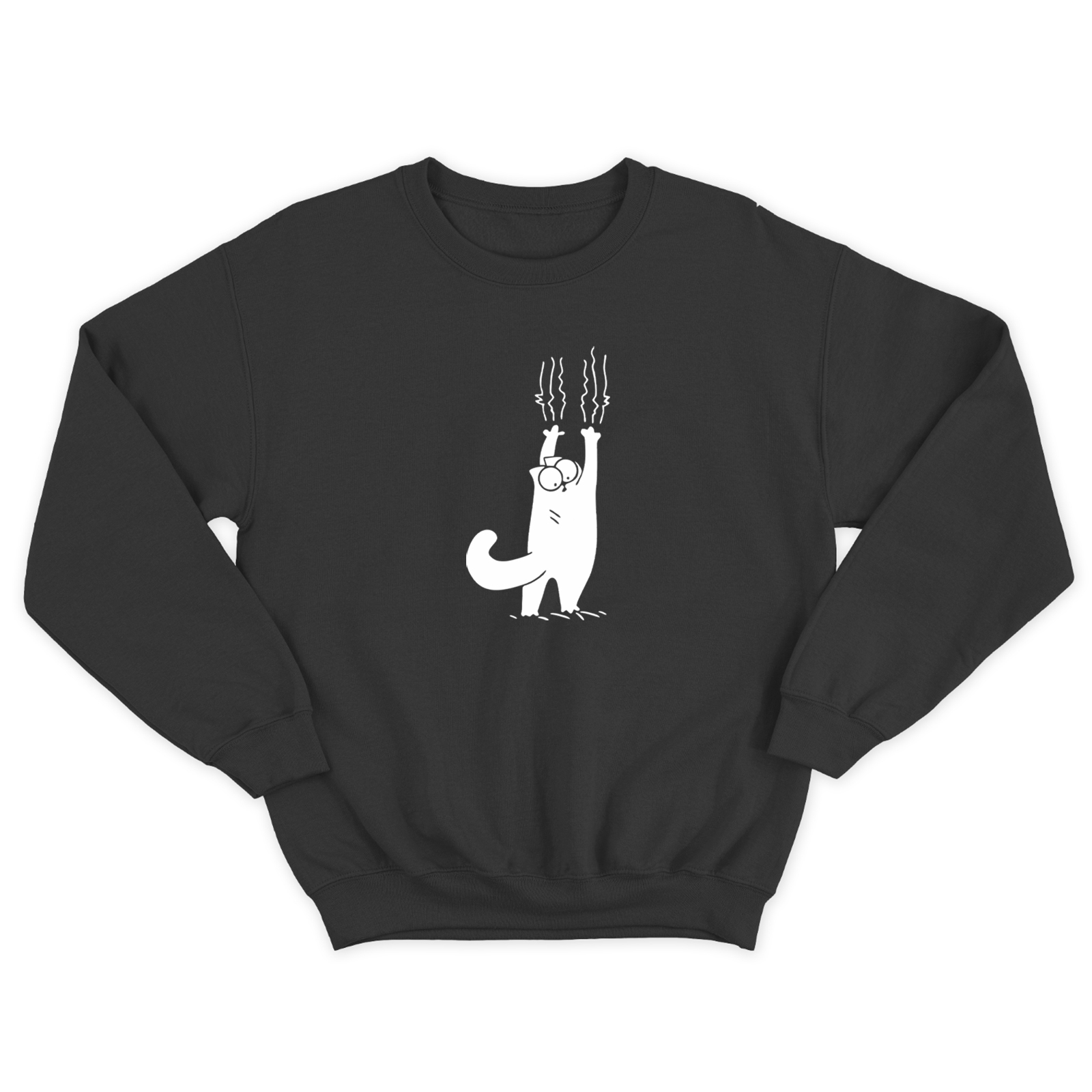 Свитшот с котом царапающимся / Мужская толстовка без капюшона с принтом кота