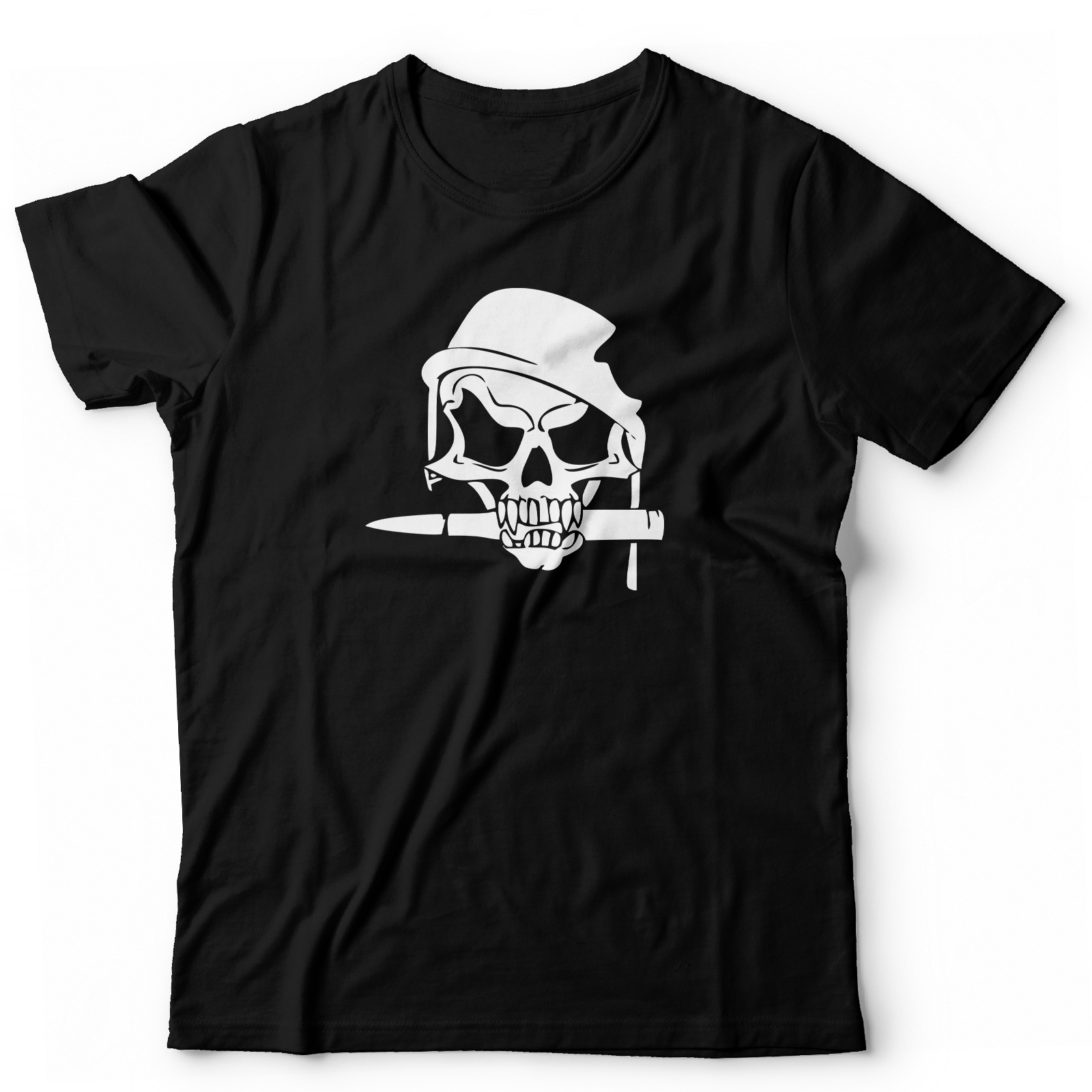 Футболка с черепом в шапке с палкой