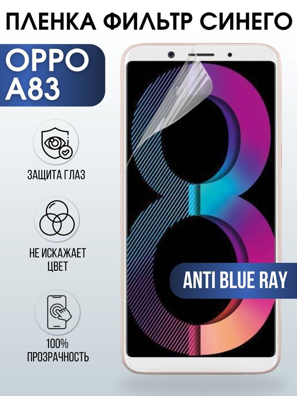 Защитная гидрогелевая пленка на телефон OPPO A83, anti blue ray фильтр синего, гелевая пленка на смартфон OPPO A83, для защиты экрана телефона