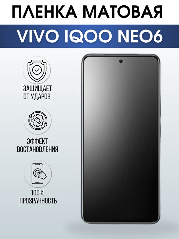Защитная гидрогелевая пленка для смартфона Vivo IQOO NEO6. Матовая полиуретановая плёнка на мобильный телефон, для защиты экрана.