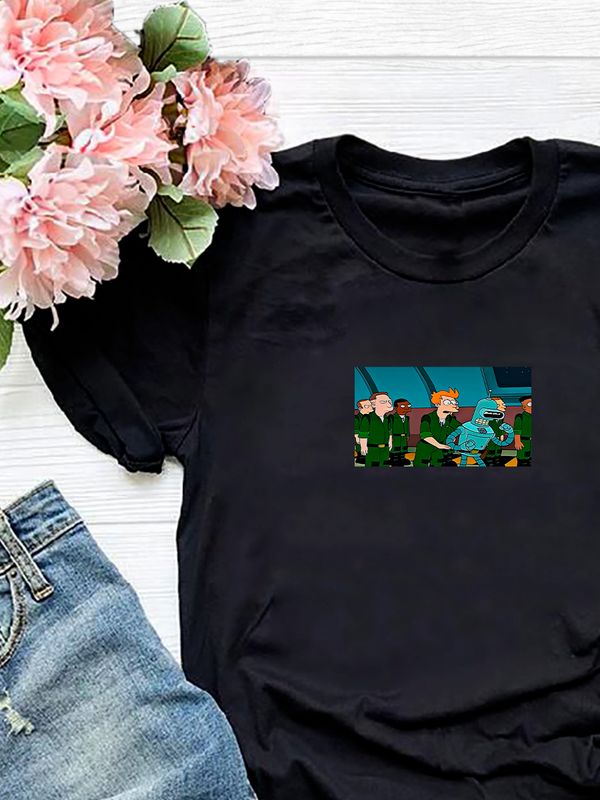 Футболка Футурама Бендер и Фрай мем с военным принтом