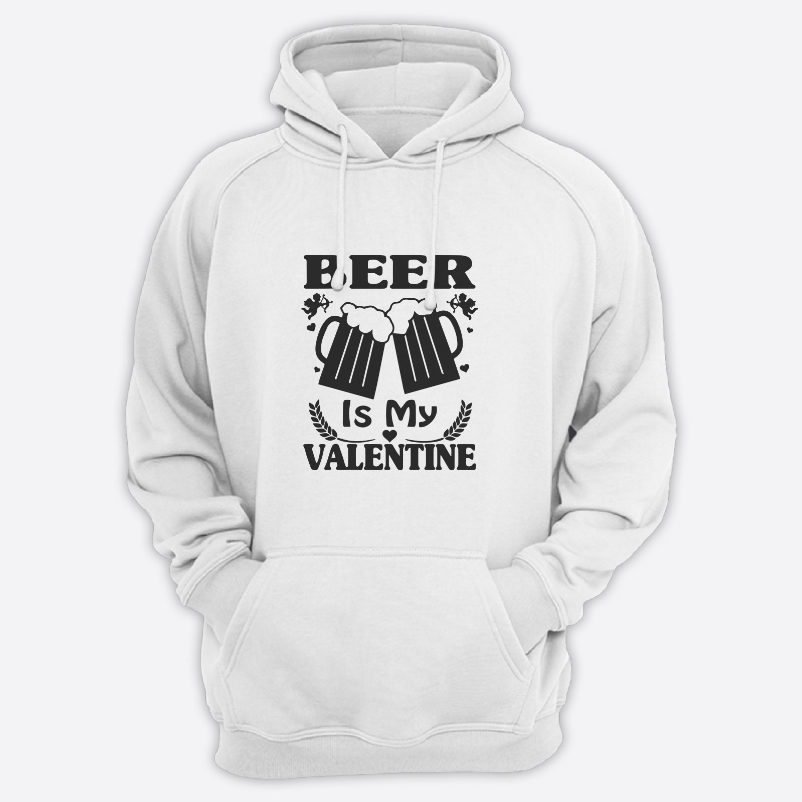 Толстовка ко дню влюбленных с принтом Beer is my Valentine /Худи на 14 февраля
