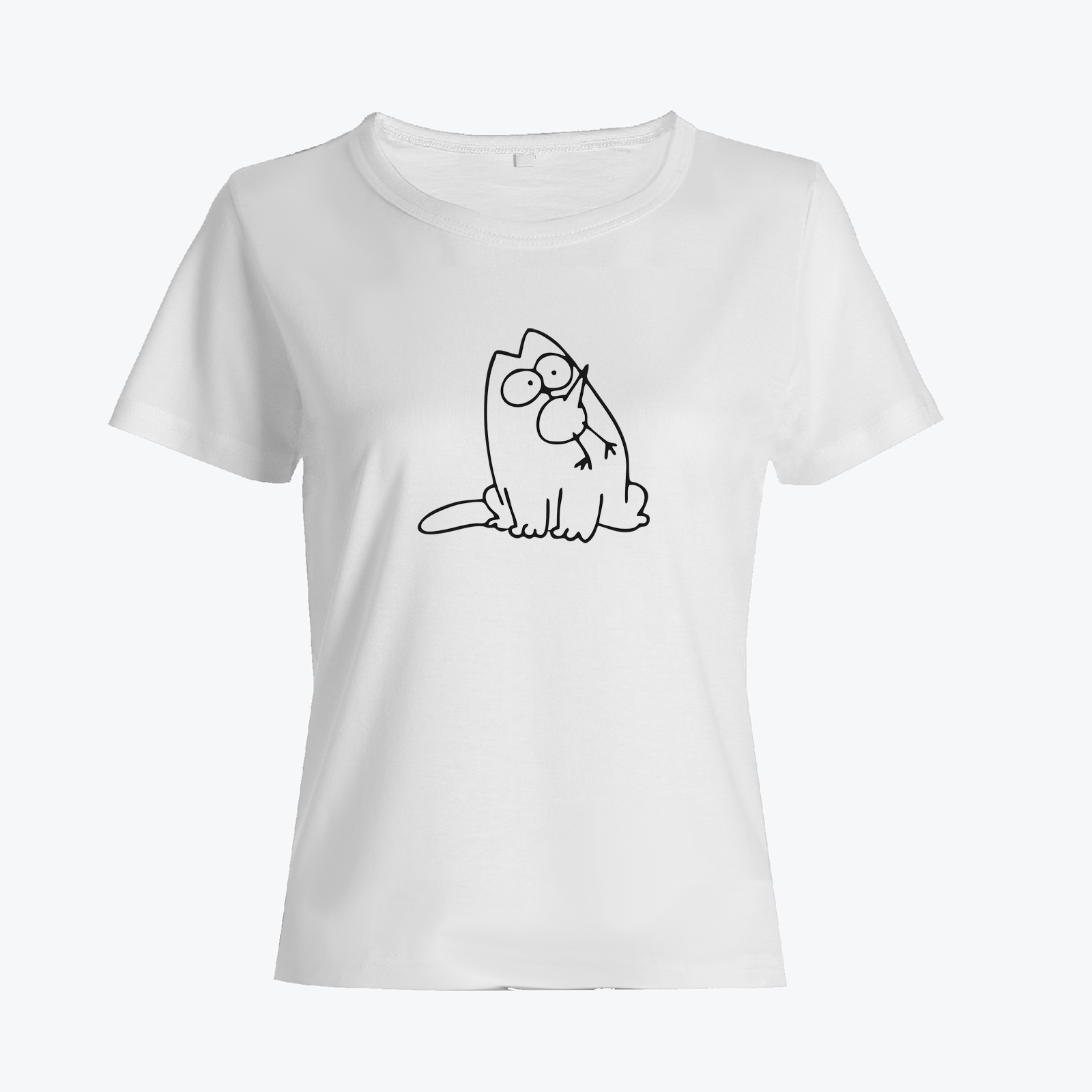 Футболка с котом и пиццей с принтом