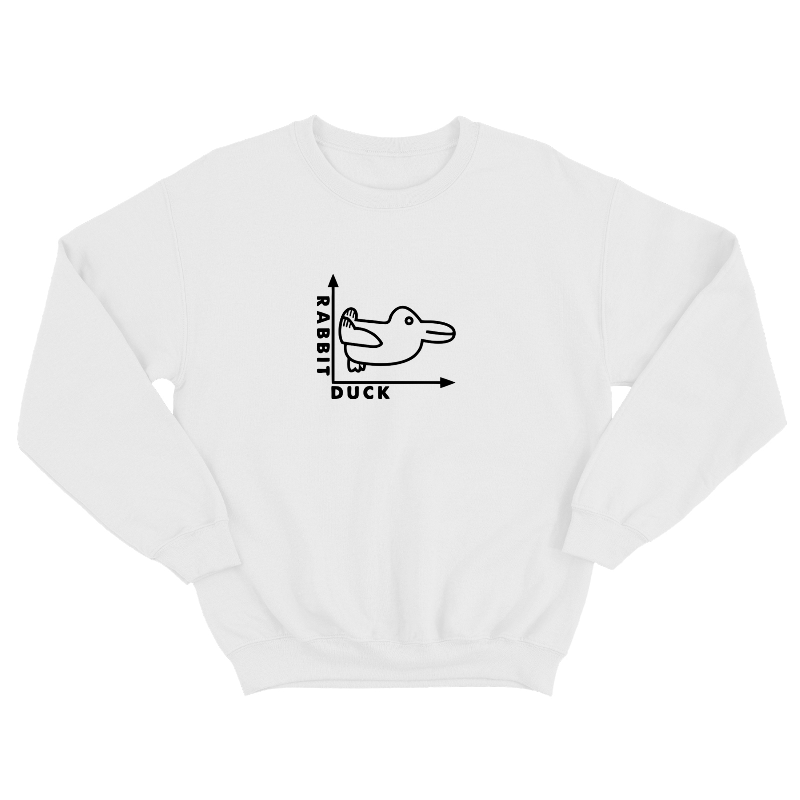 Свитшот со смешной надписью для женщины Rabbit duck. Смешной свитшот.