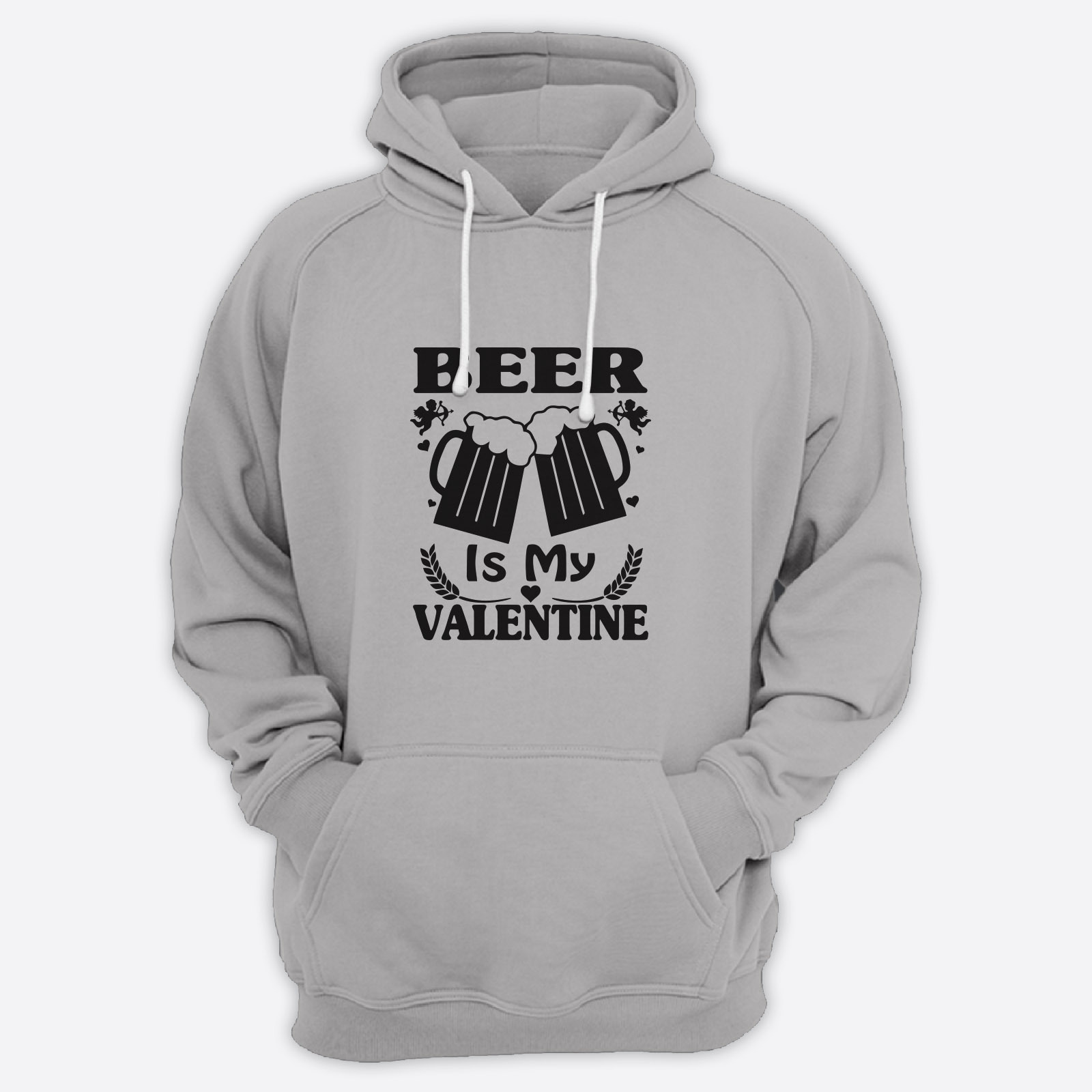 Толстовка ко дню влюбленных с принтом Beer is my Valentine /Худи на 14 февраля