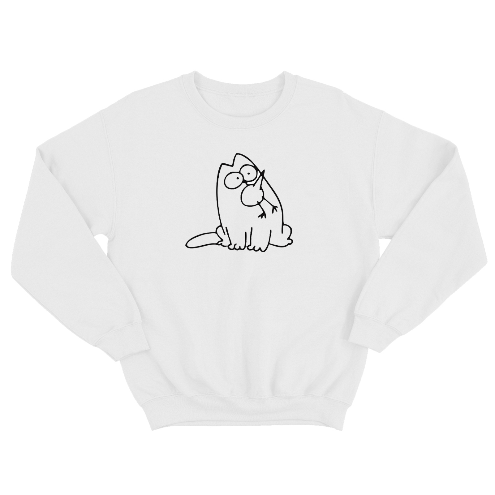 Свитшот с котом и пиццей / Женская толстовка без капюшона с принтом кота