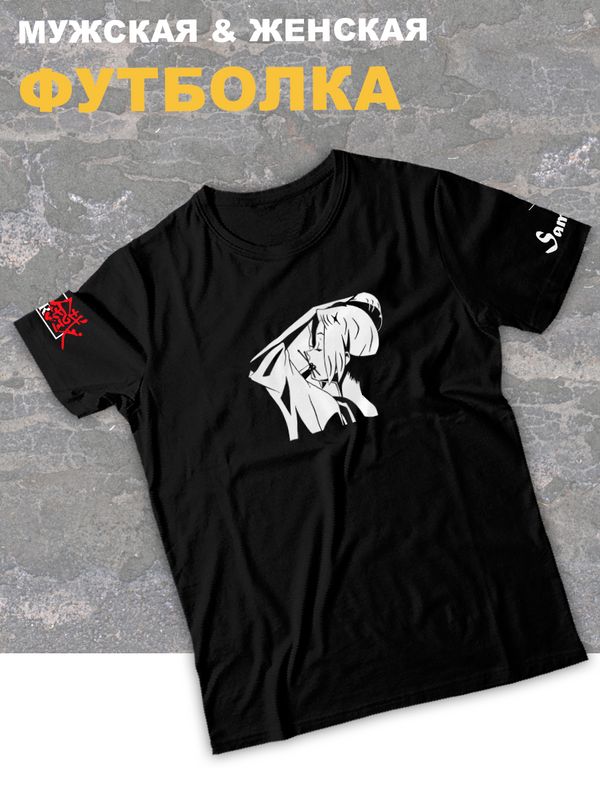 футболка оверсайз с принтом аниме Тян самурай samurai.