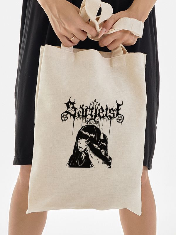 Шоппер с принтом и надписью