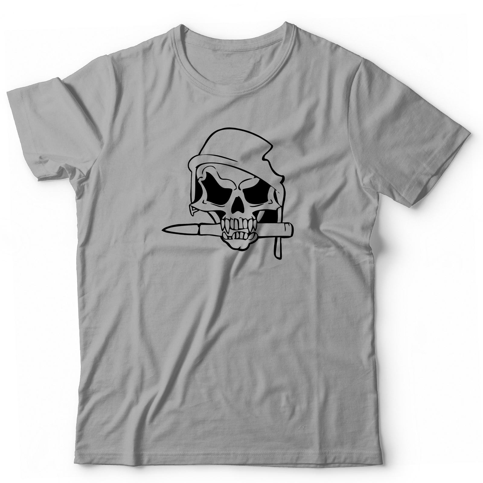 Футболка с черепом в шапке с палкой