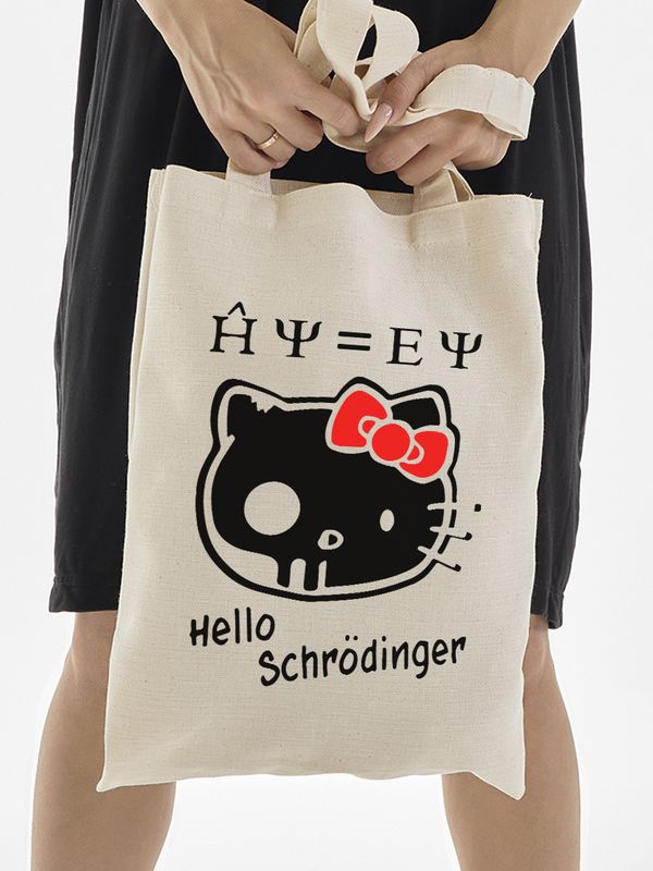 Сумка шоппер бежевый Аниме Hello Kitty Куроми дрейн тканевая с принтом Хелло Китти геншин импакт однотонный мягкий большая с надписью Хело Кити через плечо с котом bts токийские мстители