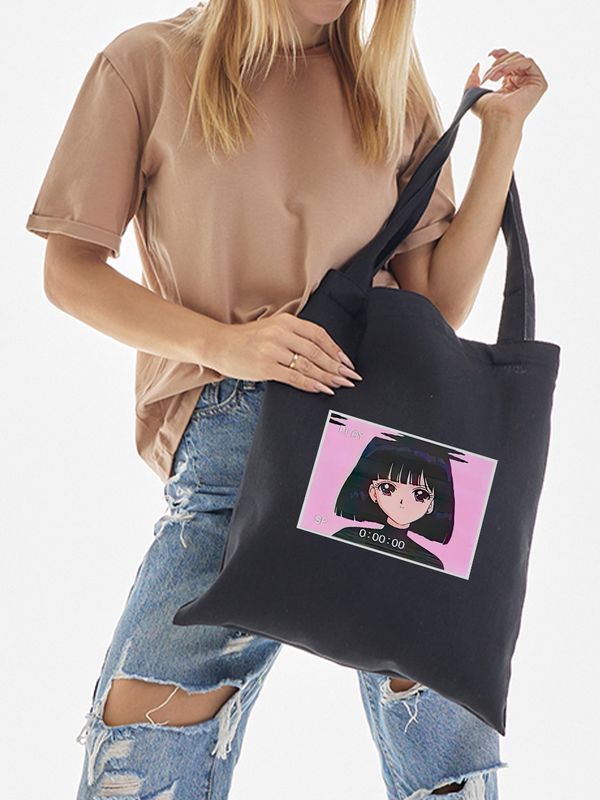 Шоппер с принтом и надписью