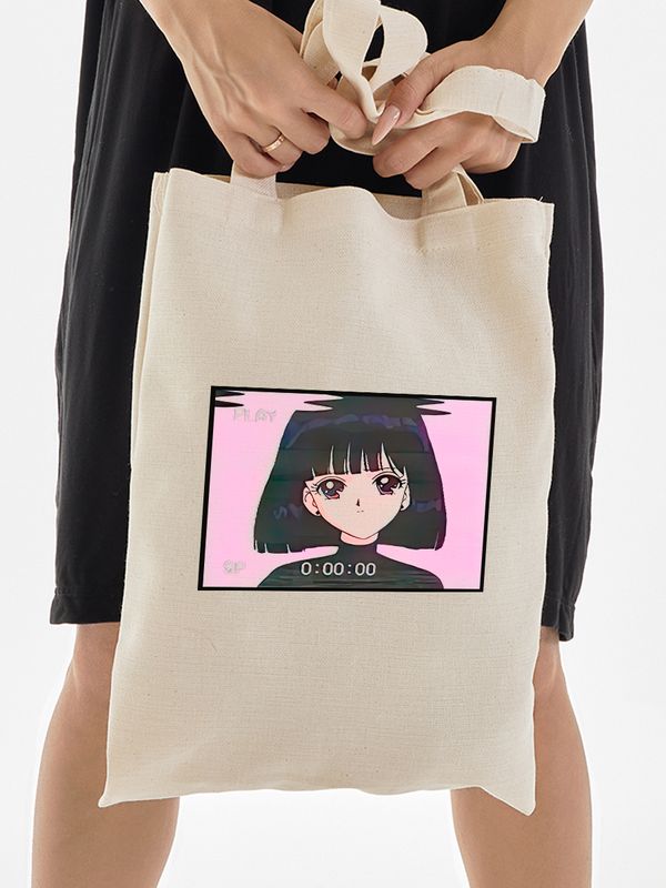 Шоппер с принтом и надписью