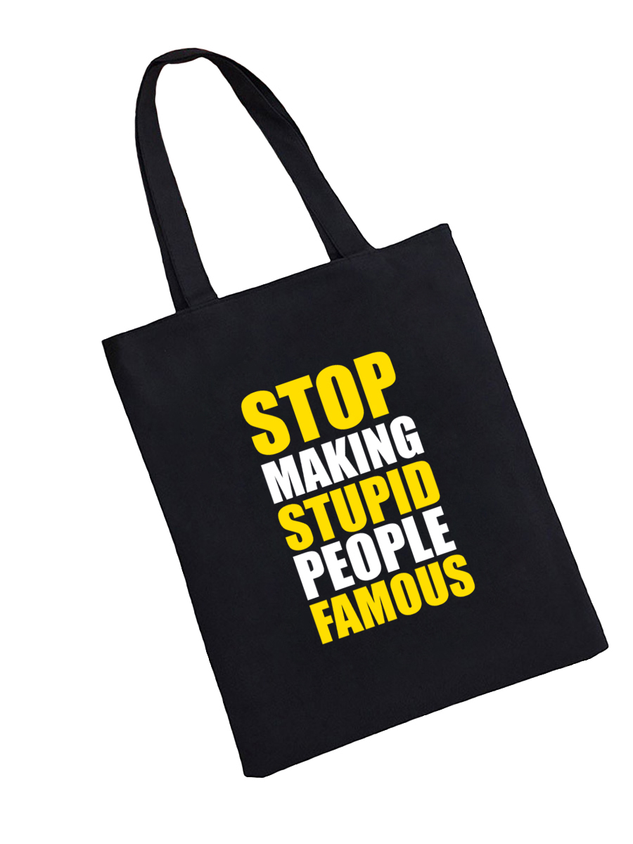 Сумка шоппер - холщовая хлопковая эко сумка с принтом Stupid people