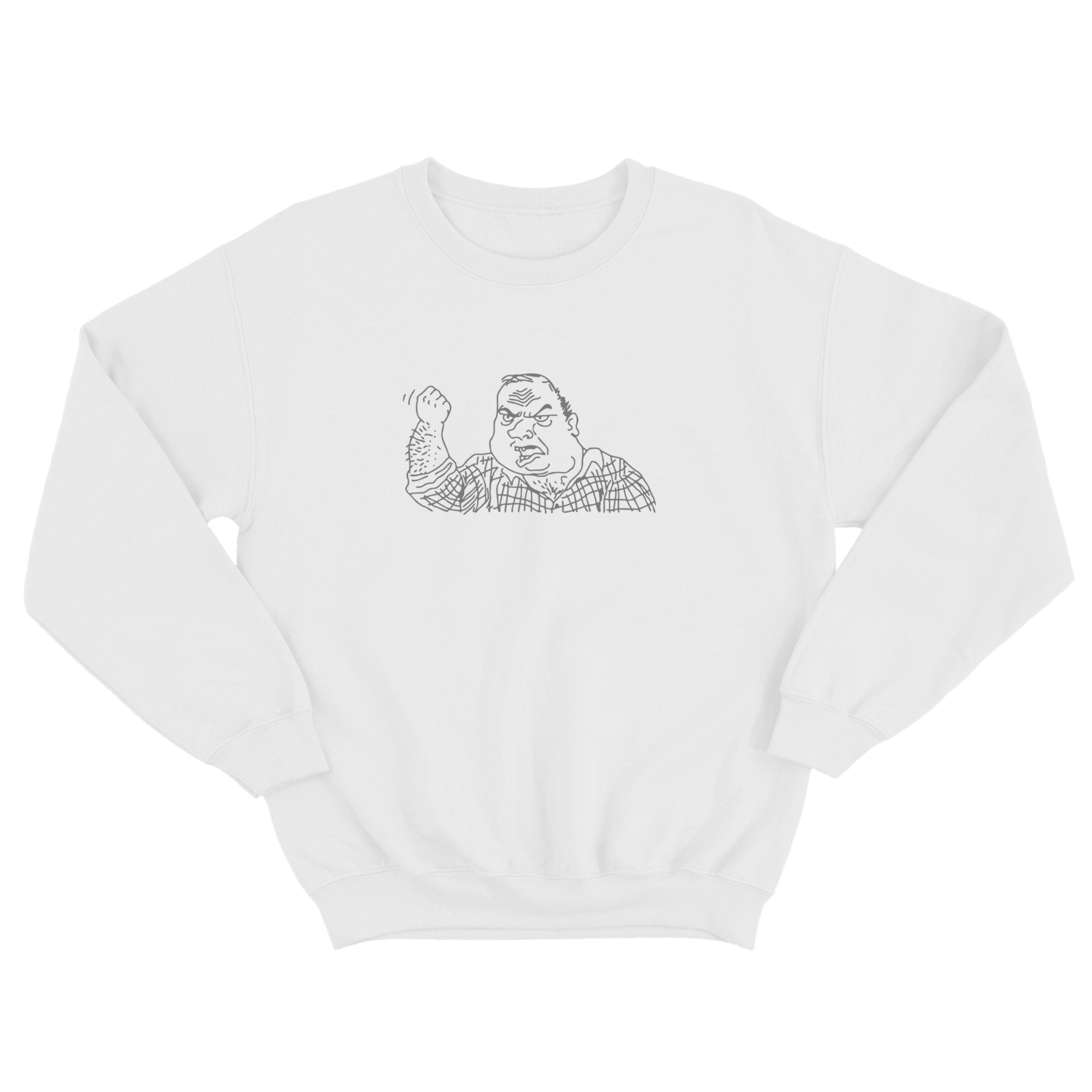 Свитшот для мужчины с интересным принтом Мужик грозит рукой. Оригинальная толстовка без капюшона.