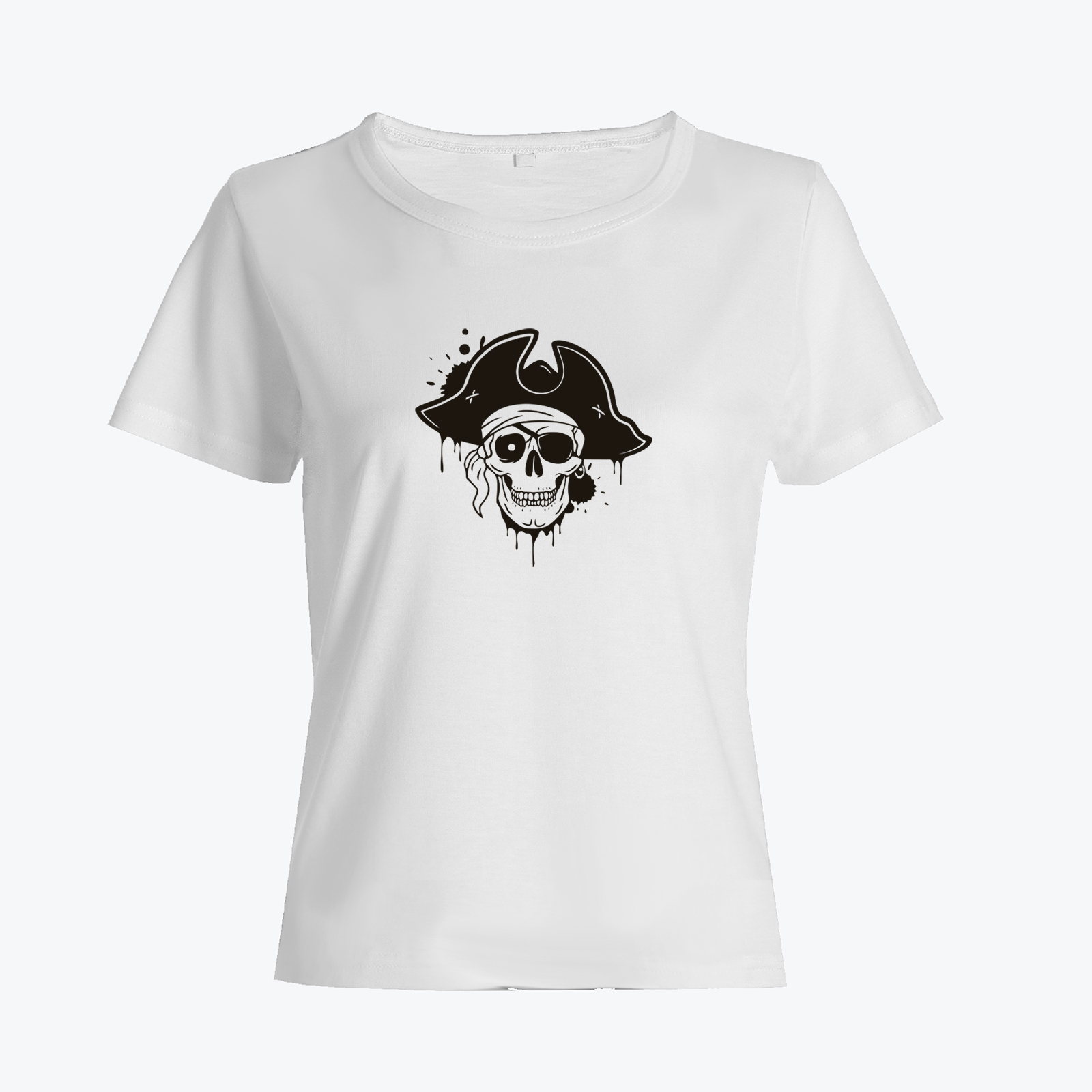 Футболка с черепом Пират в шляпе с принтом