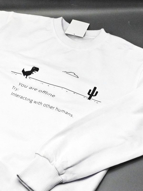 Прикольный свитшот с надписью You are offline Tryinteracting with other humans.