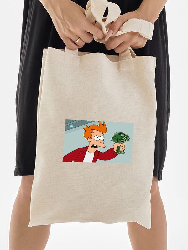 Шоппер с принтом и надписью