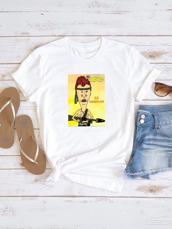 Футболка Бивис и Батхед Баттхед 23 февраля с военным принтом