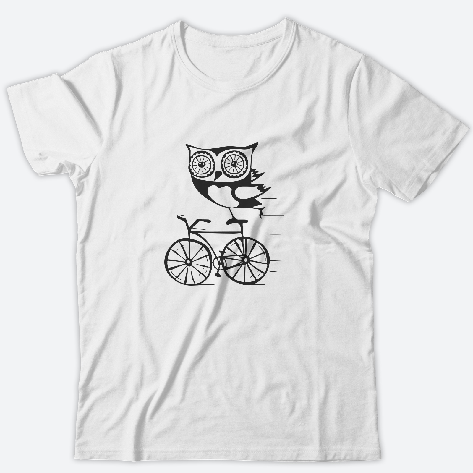 Футболка с прикольным принтом Сова на велосипеде