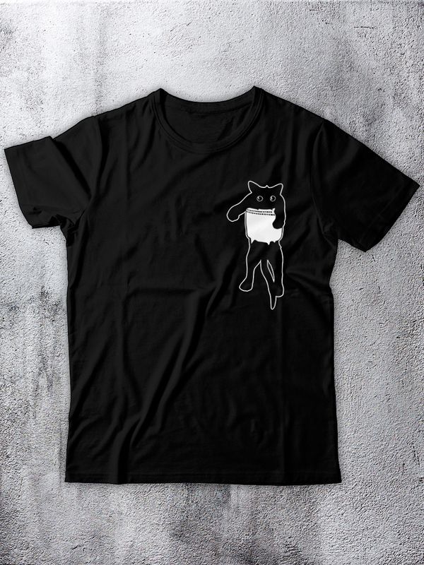 Футболка с принтом и надписью Кот в кармане