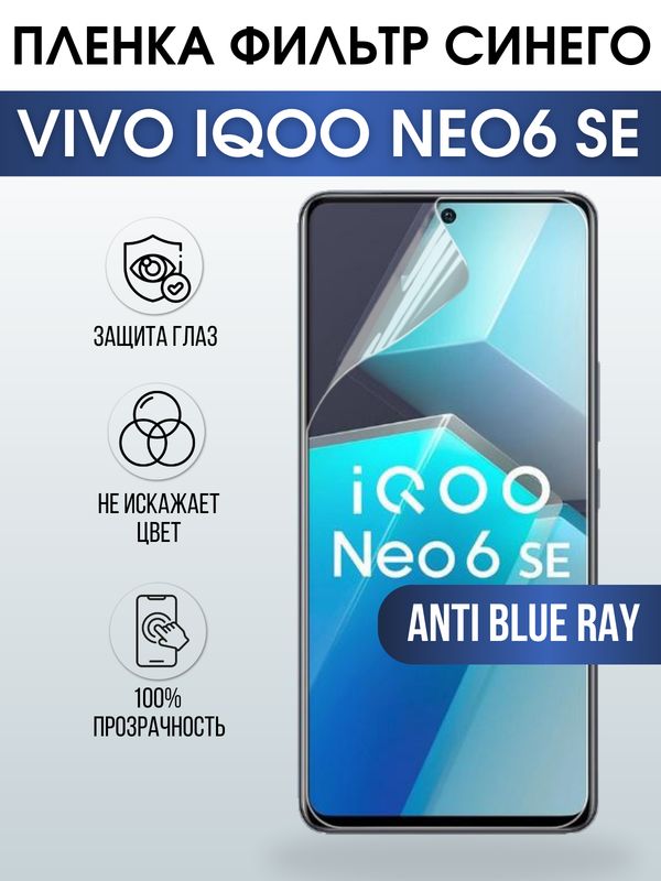 Защитная гидрогелевая пленка для смартфона Vivo IQOO NEO6 se. Полиуретановая плёнка anti blue ray на мобильный телефон, для защиты экрана.