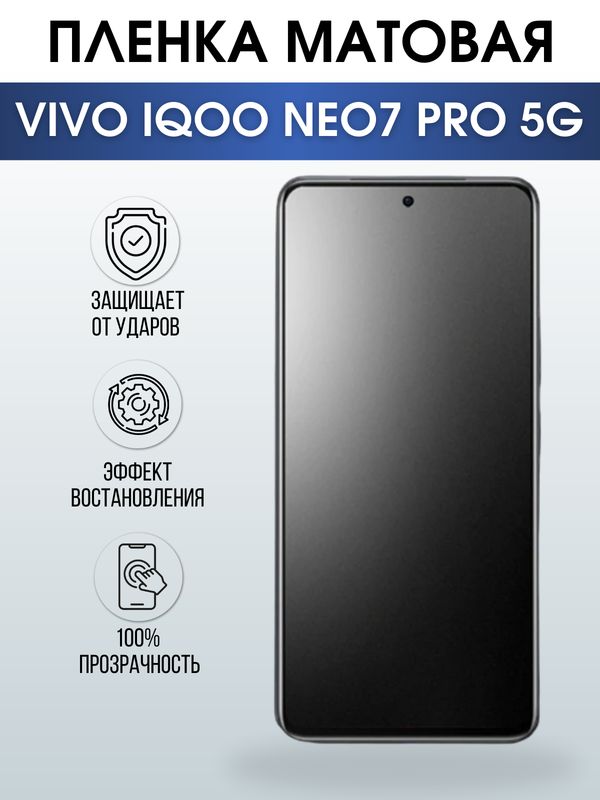 Защитная гидрогелевая пленка для смартфона Vivo IQOO NEO7 pro 5g. Матовая полиуретановая плёнка на мобильный телефон, для защиты экрана.