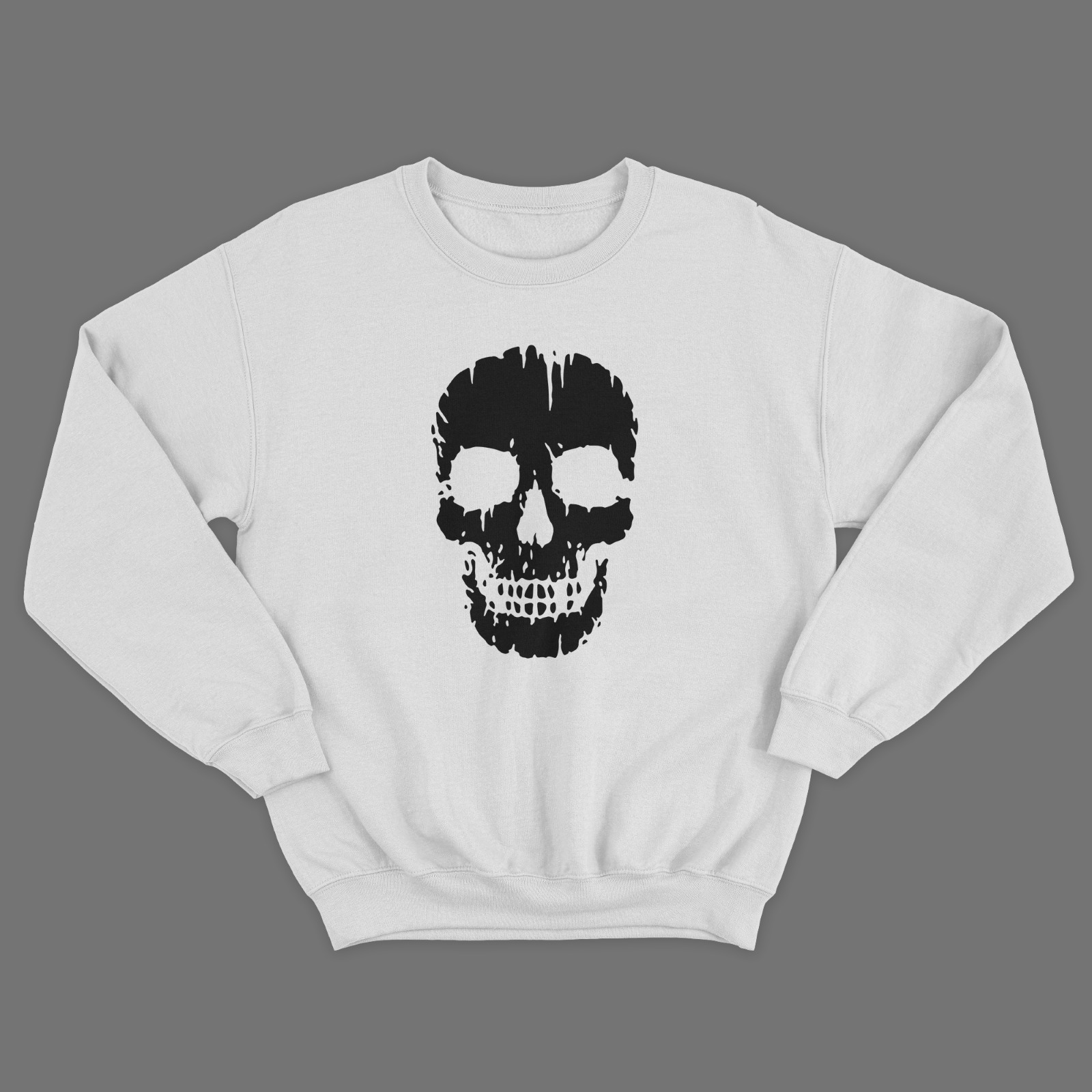 Женский свитшот с черепом / Молодежная толстовка без капюшона с принтом черепа