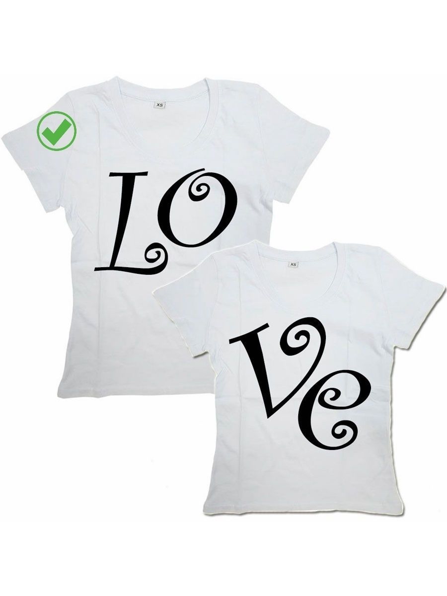 Футболки для двоих со смешными надписями с принтом Love