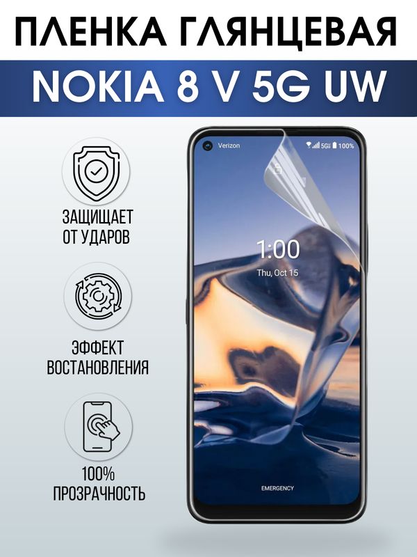 Защитная гидрогелевая пленка на телефон NOKIA 8V 5G UW, глянцевая гелевая пленка на смартфон NOKIA 8V 5G UW, для защиты экрана телефона
