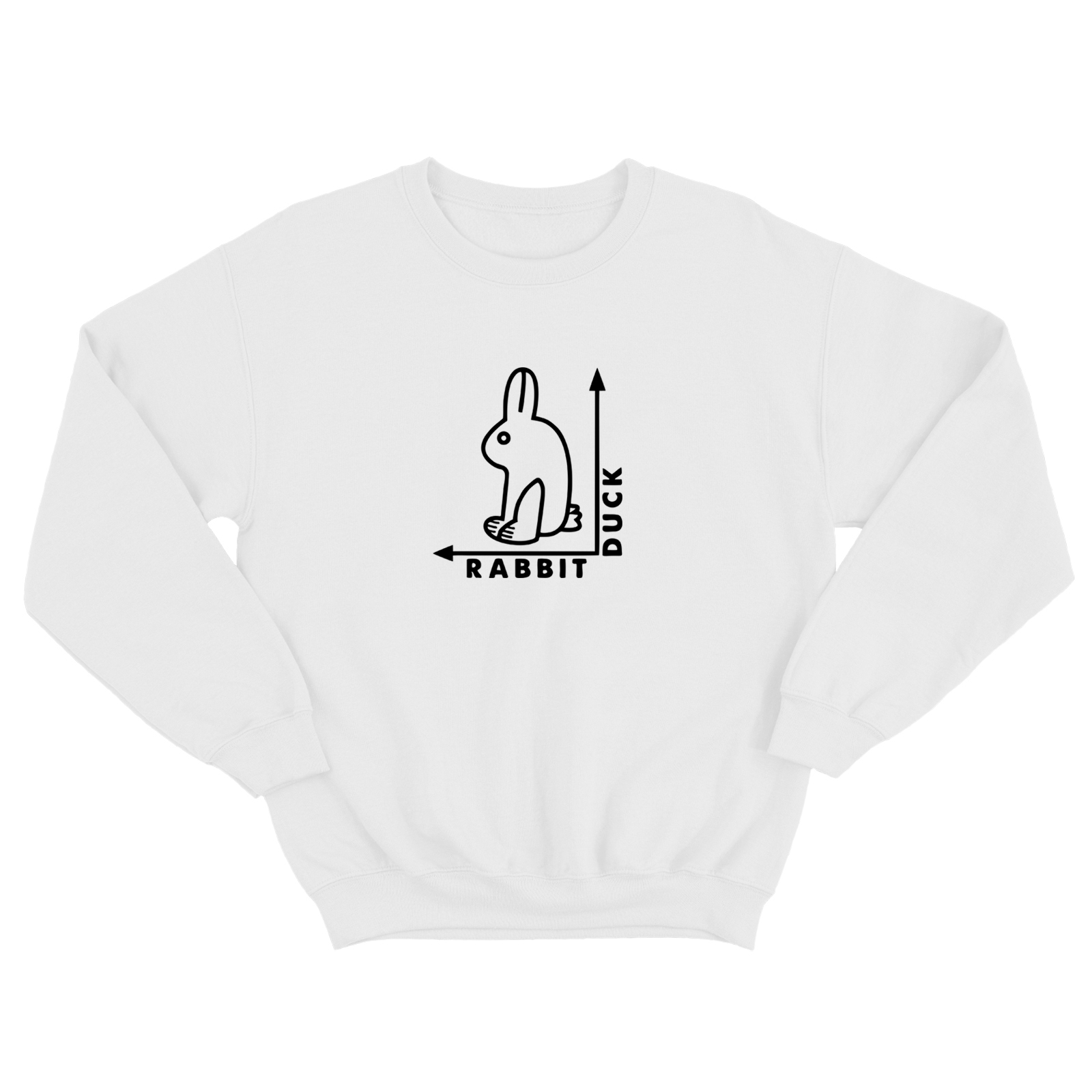 Свитшот для мужчины с интересной надписью Duck rabbit. Оригинальная толстовка без капюшона. Свитшот для мужчины с интересной надписью Duck rabbit. Оригинальная толстовка без капюшона.