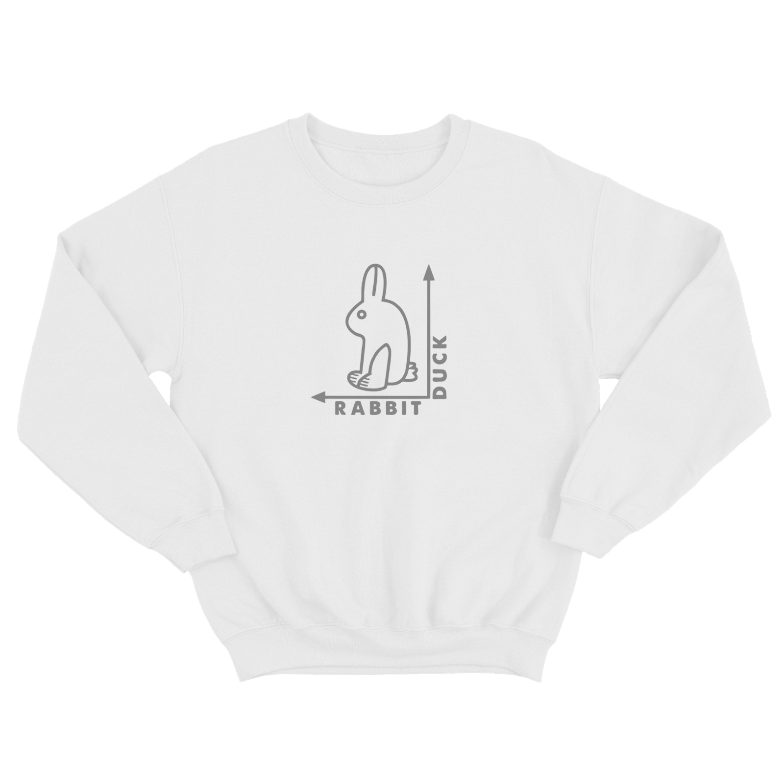 Свитшот для мужчины с интересной надписью Duck rabbit. Оригинальная толстовка без капюшона. Свитшот для мужчины с интересной надписью Duck rabbit. Оригинальная толстовка без капюшона.