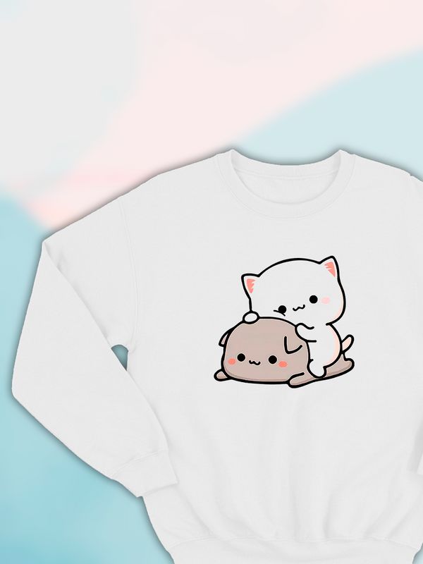 Парные свитшоты Mochi cats чиби котики каваи белый женский с принтом chibis chibbis kawai кот для влюбленных пар парня и девушки, двоих подруг, мемная, прикольная парная одежда underground оверсайз. Парные свитшоты Mochi cats чиби котики каваи белый женский с принтом chibis chibbis kawai кот для влюбленных пар парня и девушки, двоих подруг, мемная, прикольная парная одежда underground оверсайз.