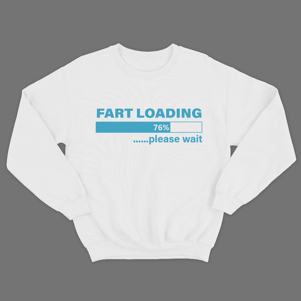 Прикольный свитшот с надписью Fart loading, please wait.