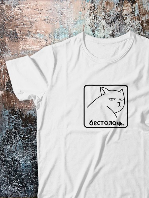 Футболка с мемом котом