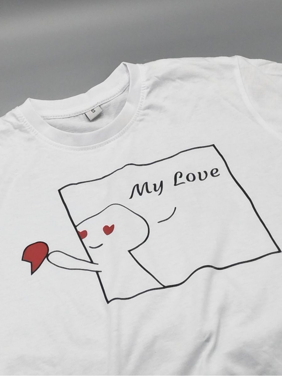 Футболки для двоих со смешными надписями с принтом My love