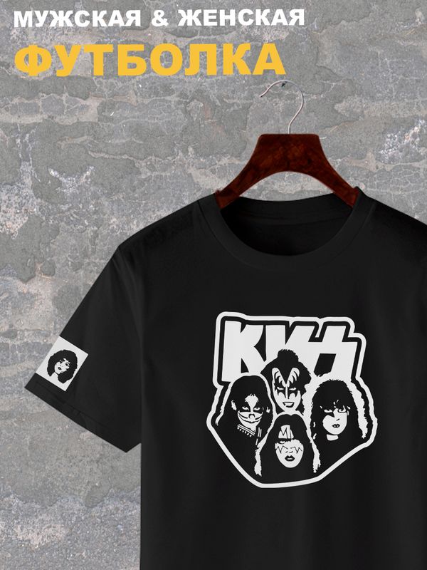 Футболка с принтом рок группа Kiss, участники