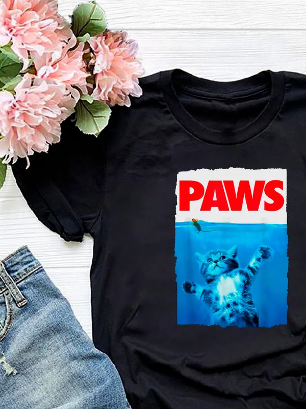 Футболка Paws мем котик и лапки котенок прикол мемная с принтом